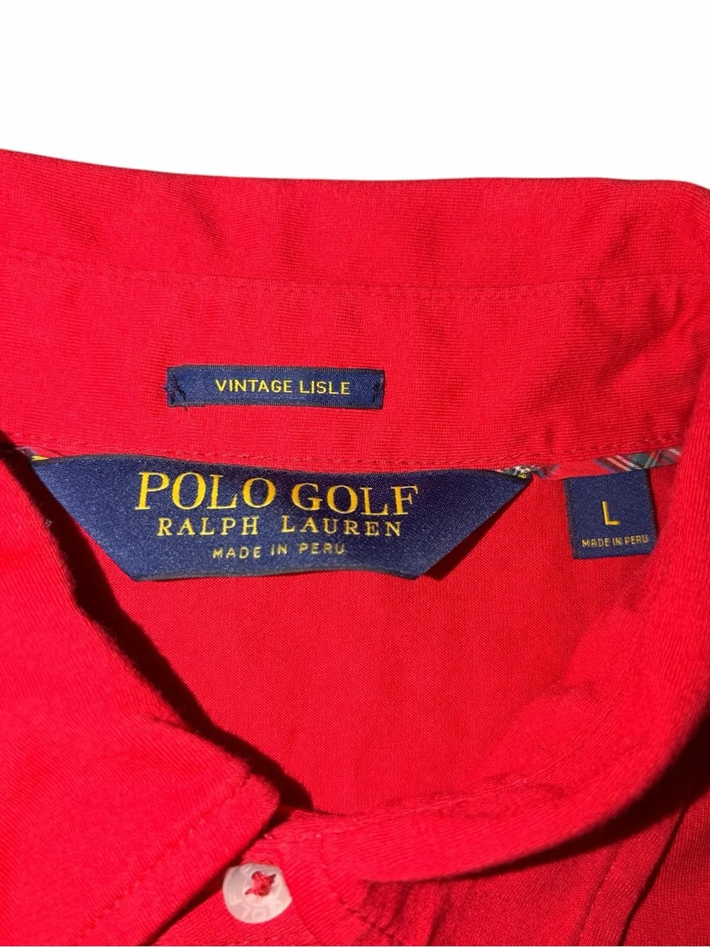 NWOT Polo Golf Ralph Lauren Men’s Golf Shirt Red Navy Large Pima Cotton